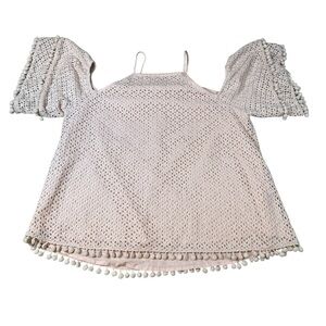 By Together crochet cold shoulder top size large casual flowy boho